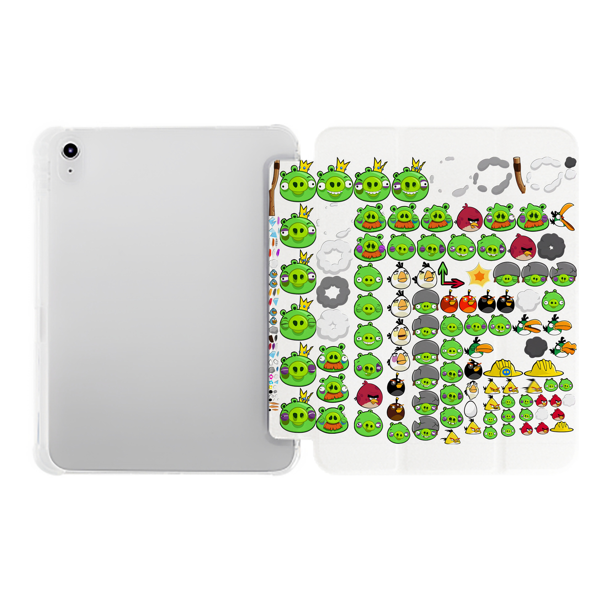 （画像用） Angry Birds アングリーバード IPad ケース ペン収納付き 三つ折りスタンド PUレザー×シリコン 対応機種9.5/10.5/10.9インチ